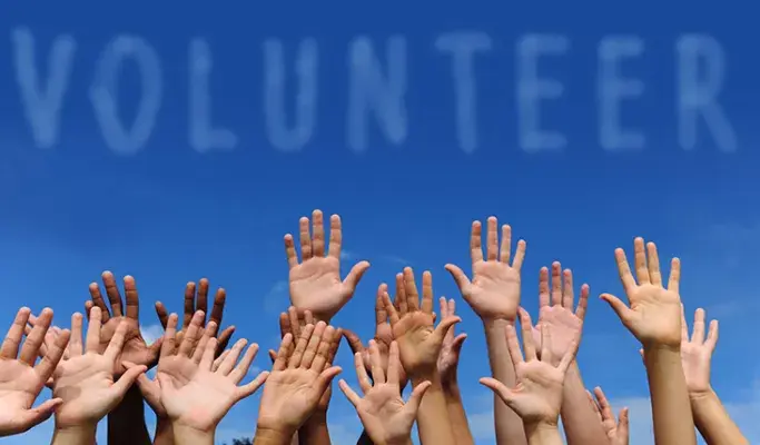 Hands in the air wanting to volunteer.